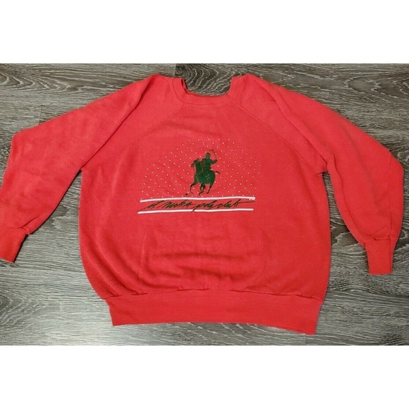 Vintage 1982 St. Nick's Polo Club Crewneck Parody Ugly Christmas Sweatshirt Sz S - Picture 2 of 12